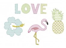 Stickserie - Flamingo Tropical Gemustert